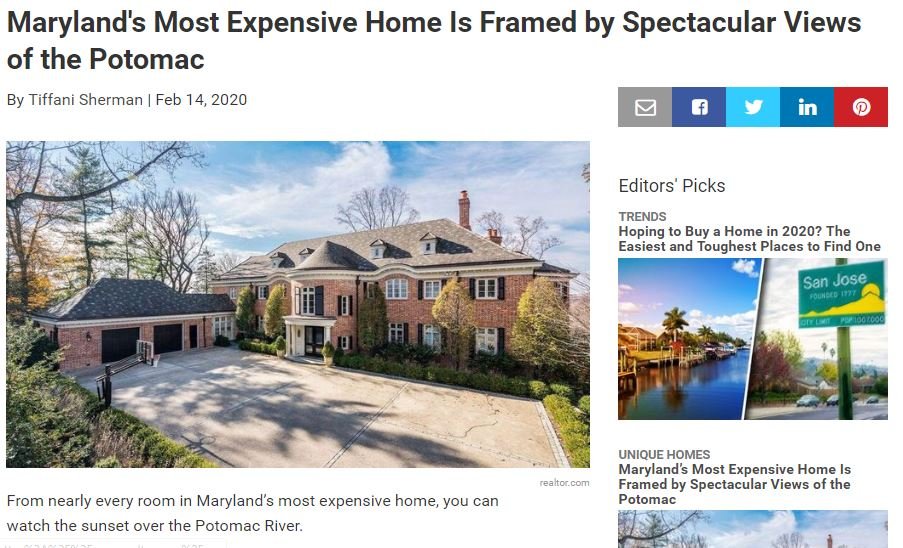 Maryland’s Most Expensive Home – Right Now
